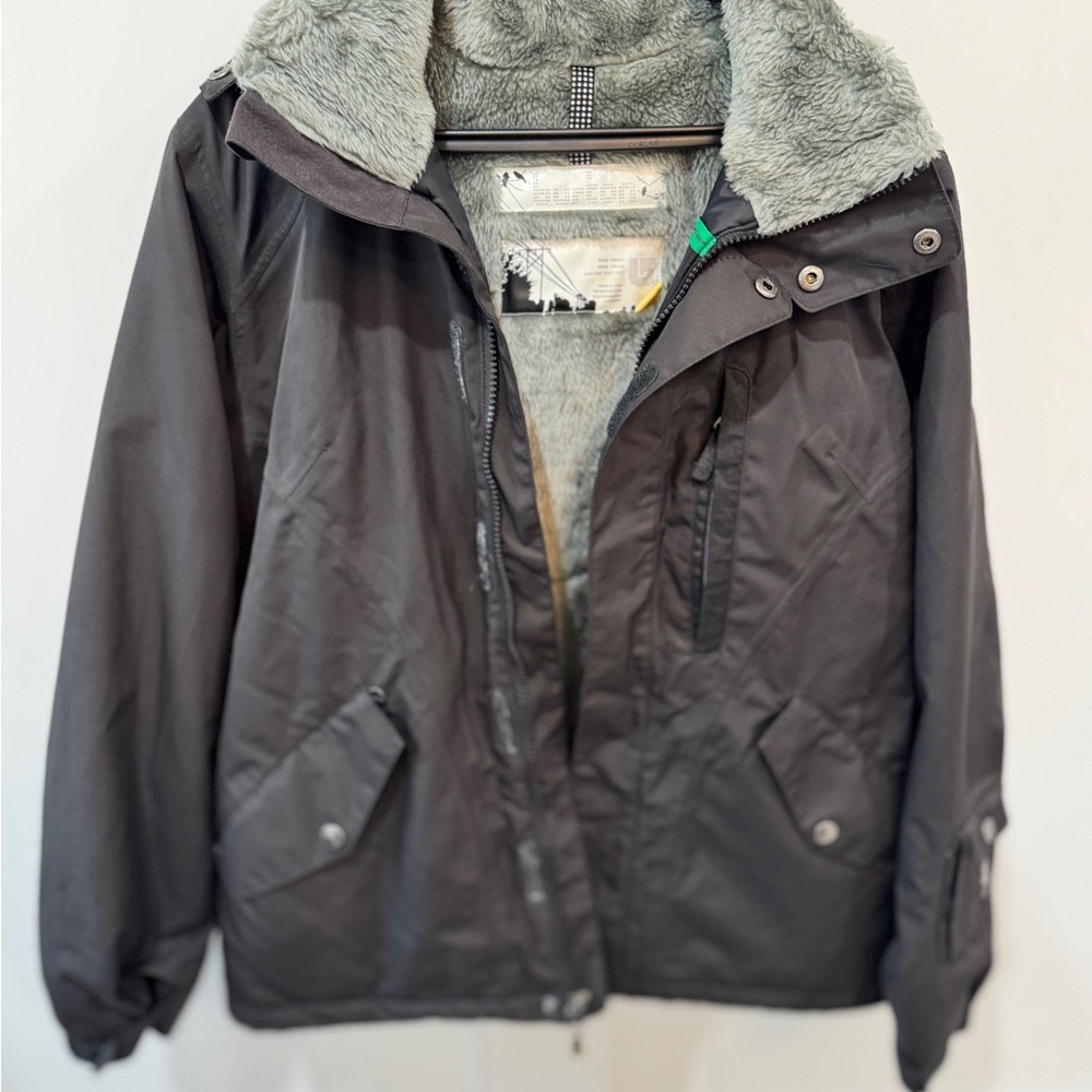 Burton - vintage (circa 2010?) black Hooded Jacket with Faux Fur Lining